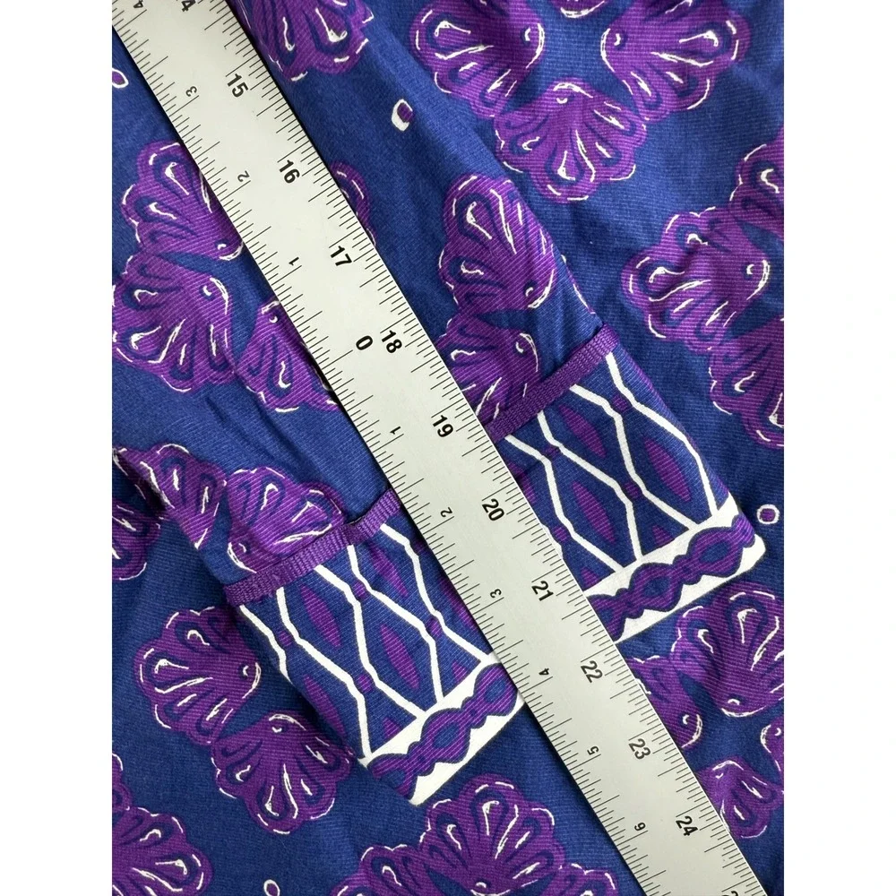 Vineyard Vines Women's Tunic Top Size 4 Blue Purple Floral V Neck Long Sleeve - Picture 8 of 9